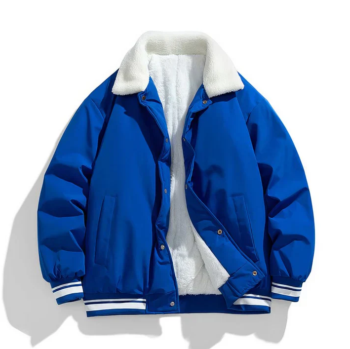 Winterjacke Herren warm mit Sherpa-Kragen, lockerer Blouson