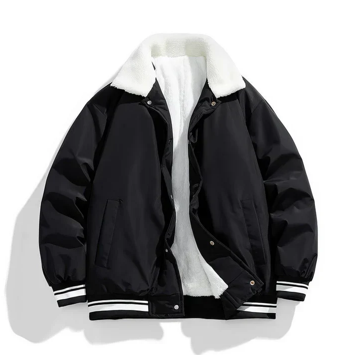 Winterjacke Herren warm mit Sherpa-Kragen, lockerer Blouson