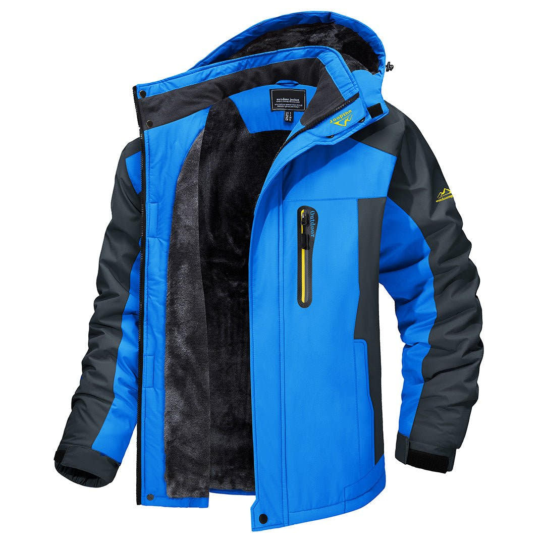Winterjacke Herren winddicht, hüftlang mit Kapuze und Stehkragen