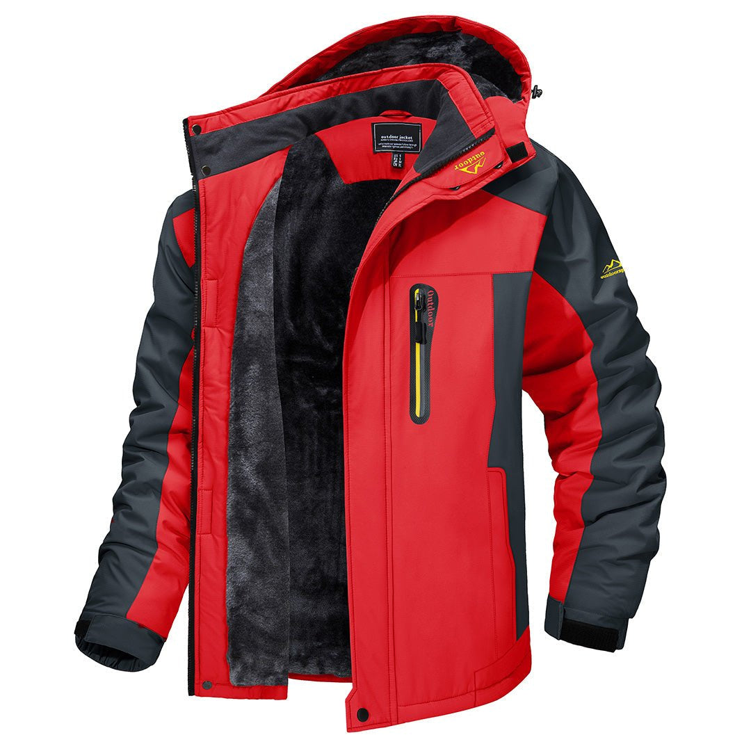 Winterjacke Herren winddicht, hüftlang mit Kapuze und Stehkragen