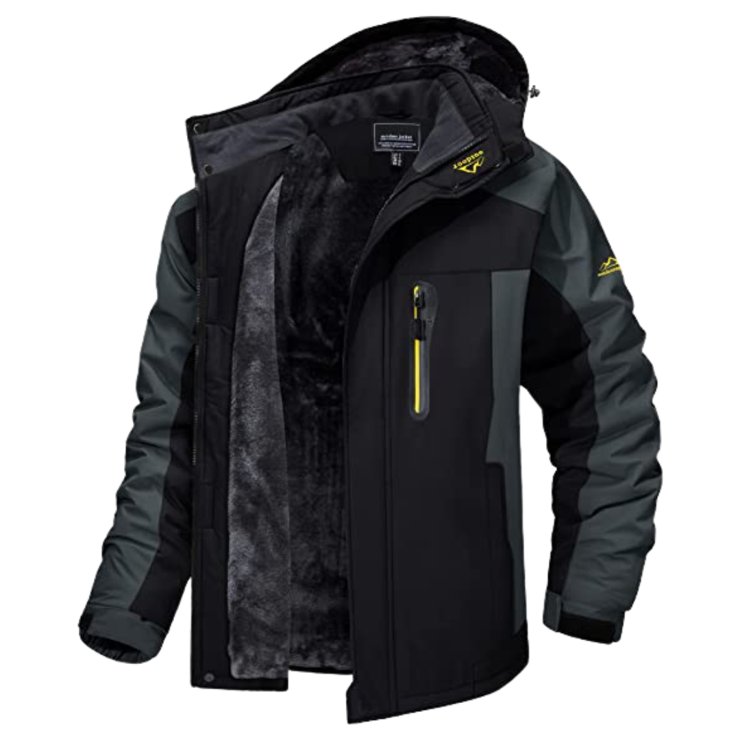 Winterjacke Herren winddicht, hüftlang mit Kapuze und Stehkragen