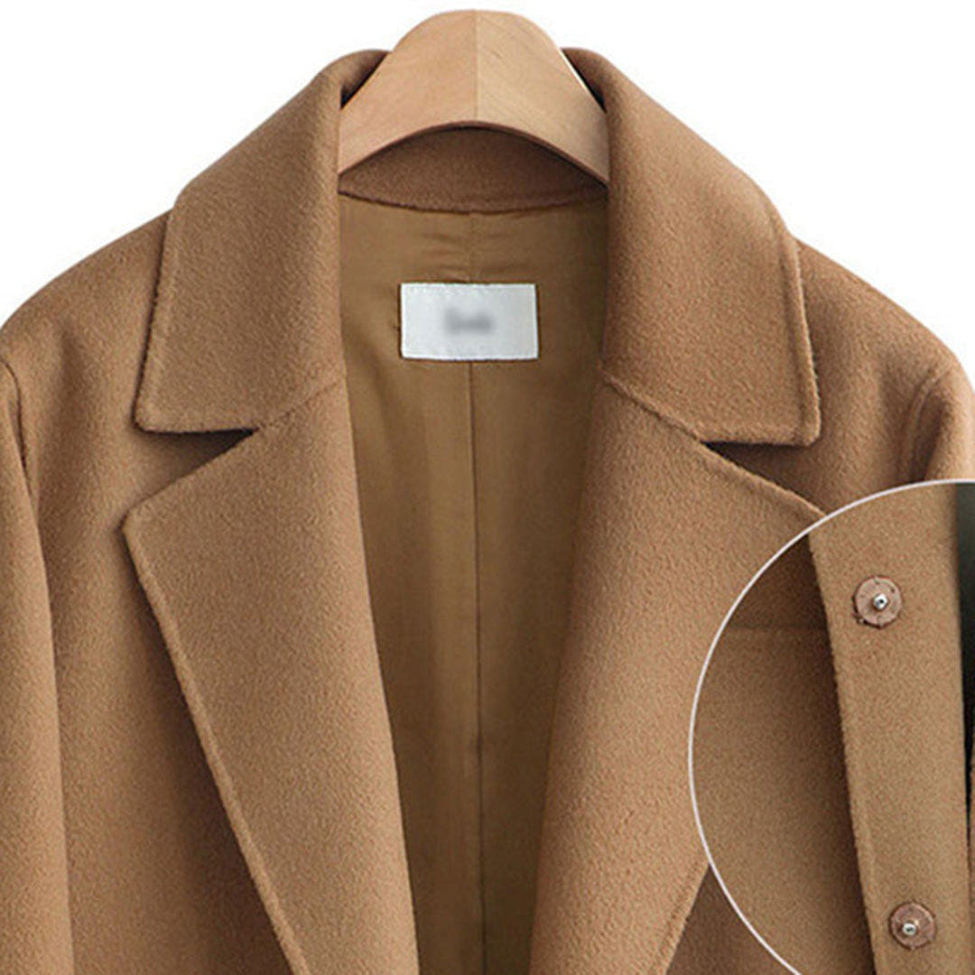 Wintermantel Damen warm und lang mit Reverskragen, lockerer Schnitt