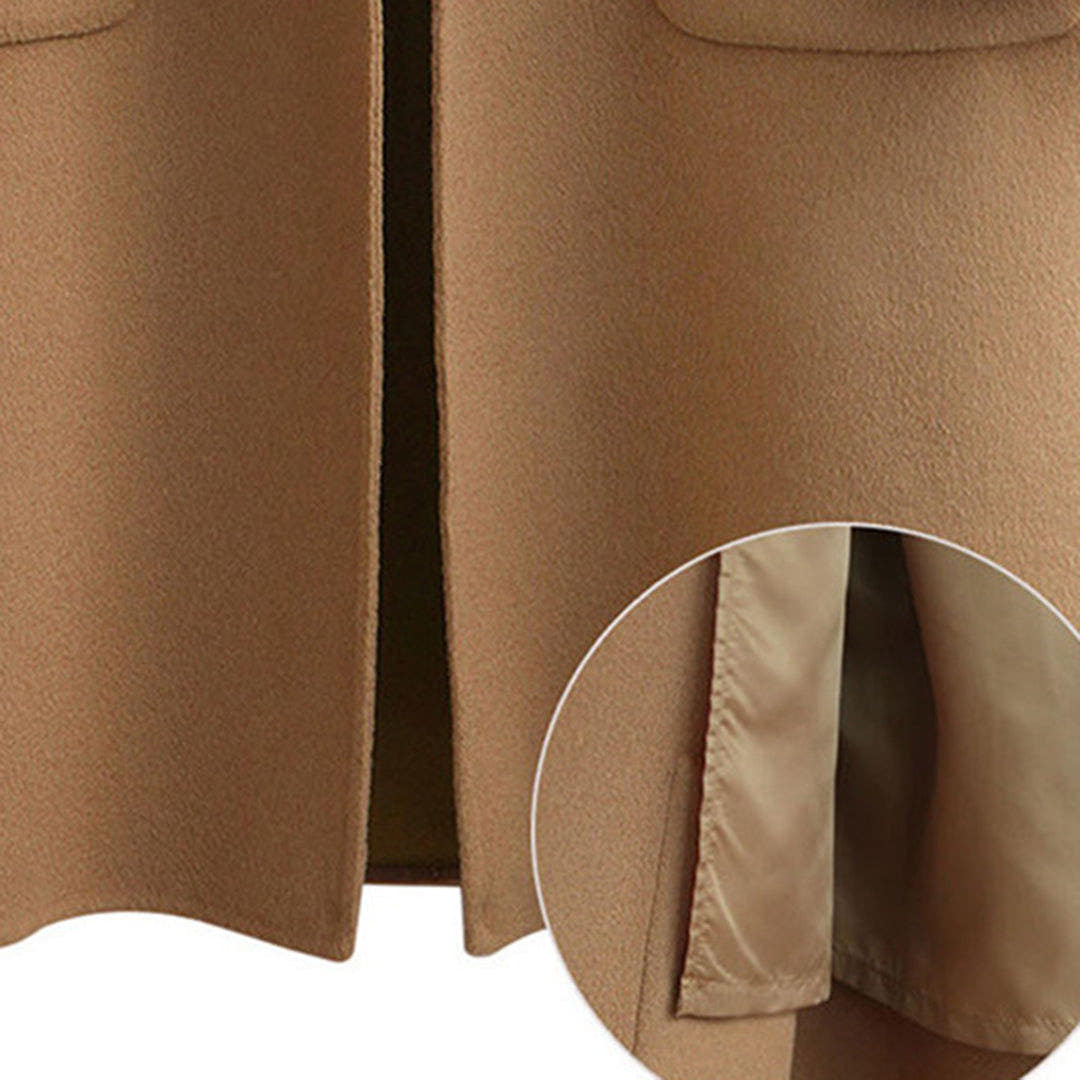 Wintermantel Damen warm und lang mit Reverskragen, lockerer Schnitt