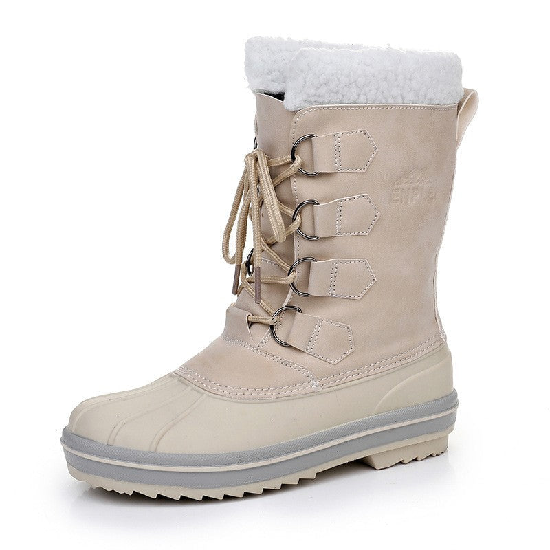 Winterstiefel Damen wasserdicht, halbwadenhoch mit Schnürung