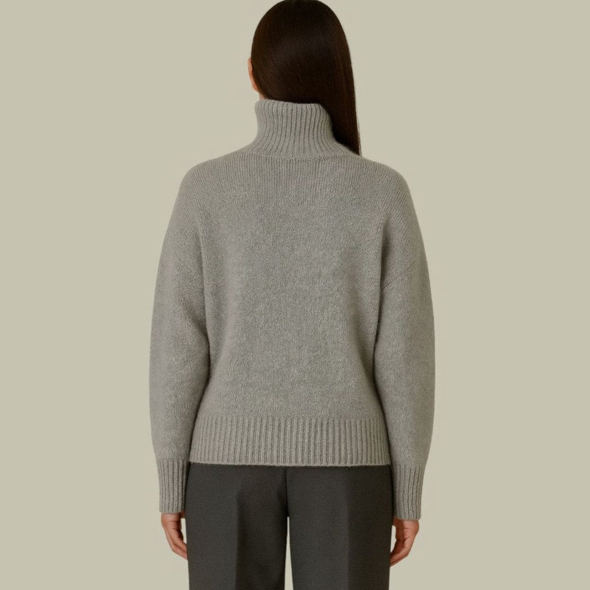 Wollpullover Damen aus Merinowolle, Oversize mit Rollkragen