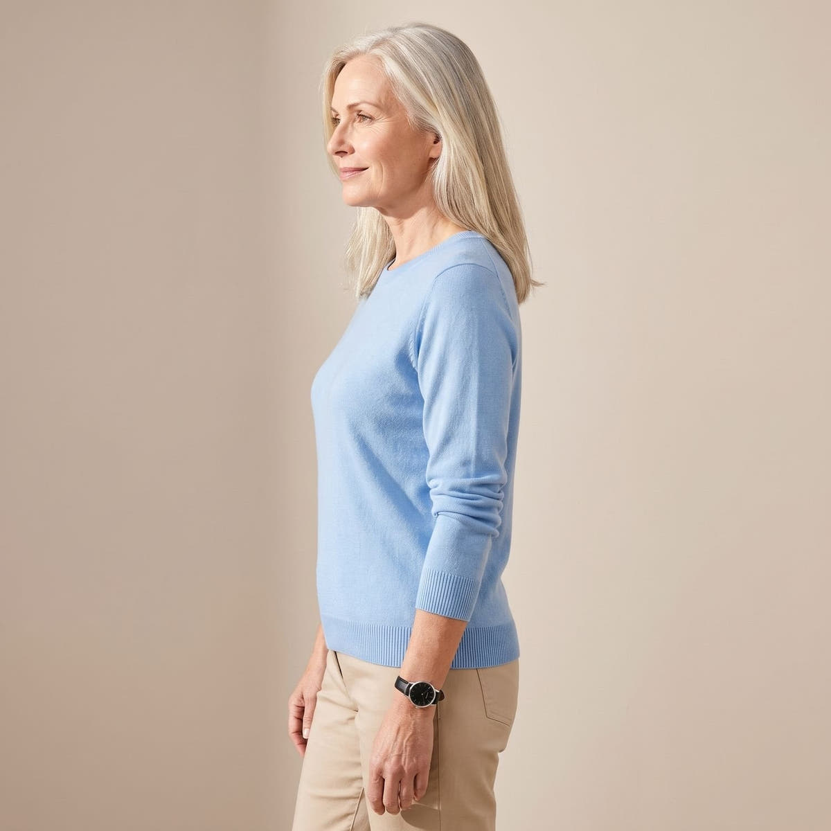 Wollpullover Damen aus weicher Wollmischung, figurbetont mit Rundhals