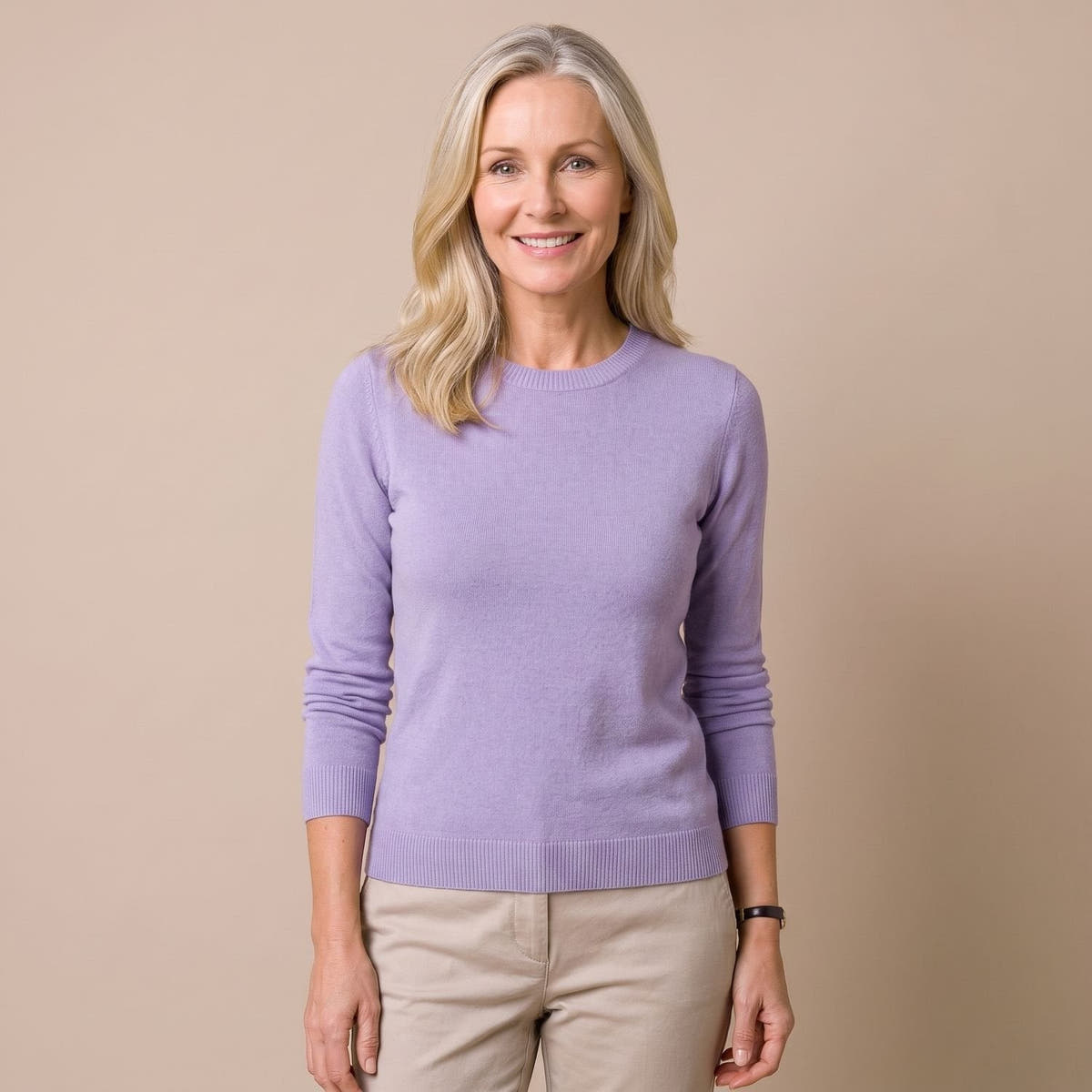 Wollpullover Damen aus weicher Wollmischung, figurbetont mit Rundhals