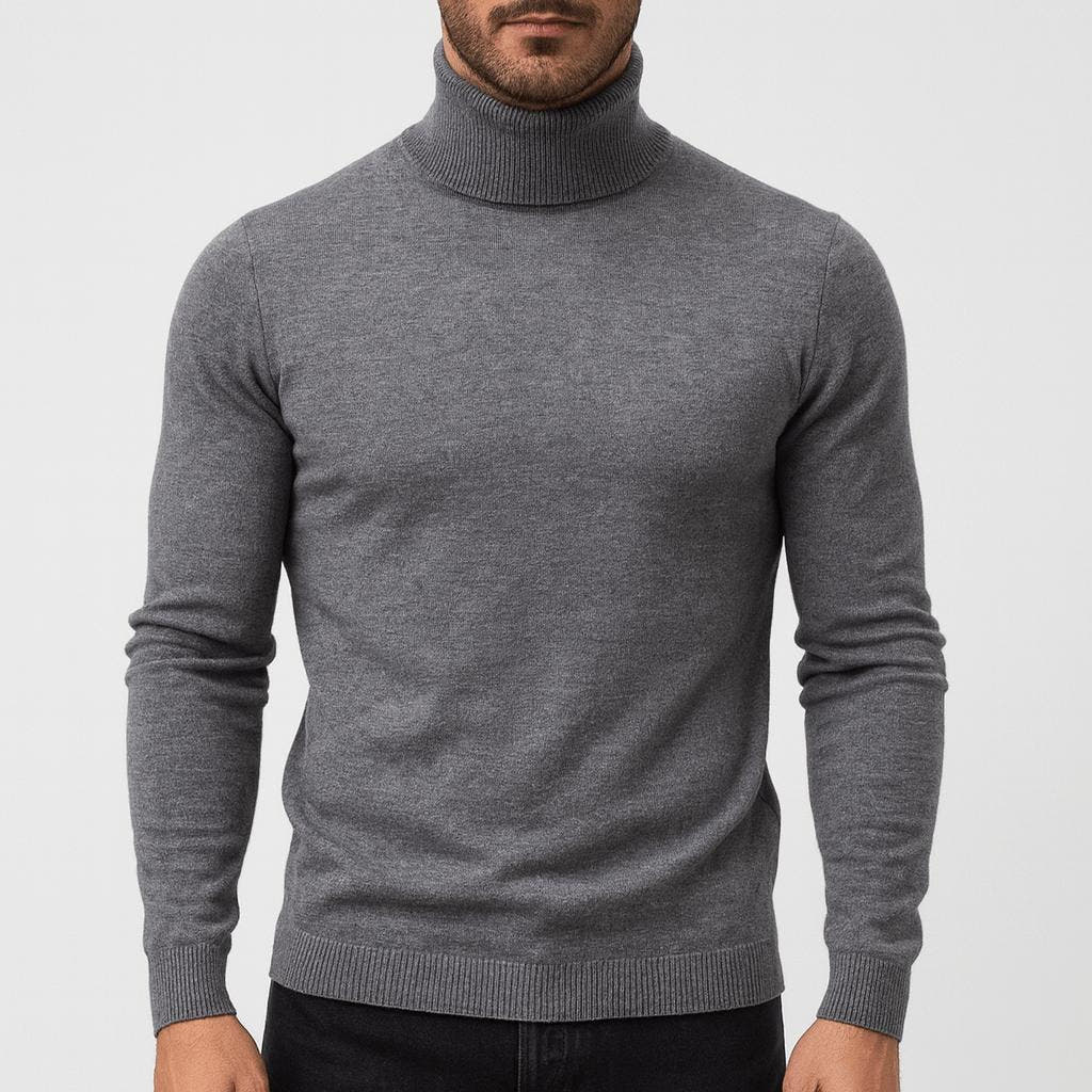 Wollpullover Herren aus Merinowolle mit Rollkragen, schmal geschnitten