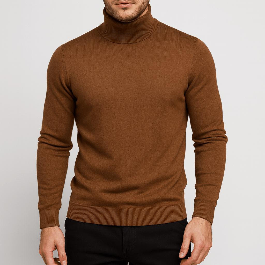 Wollpullover Herren aus Merinowolle mit Rollkragen, schmal geschnitten