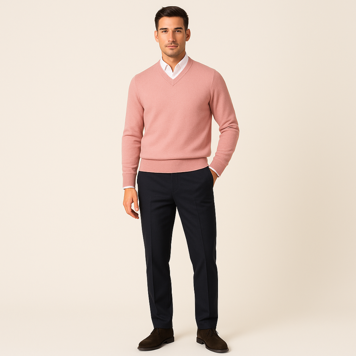 Wollpullover Herren gerade geschnitten mit V-Ausschnitt