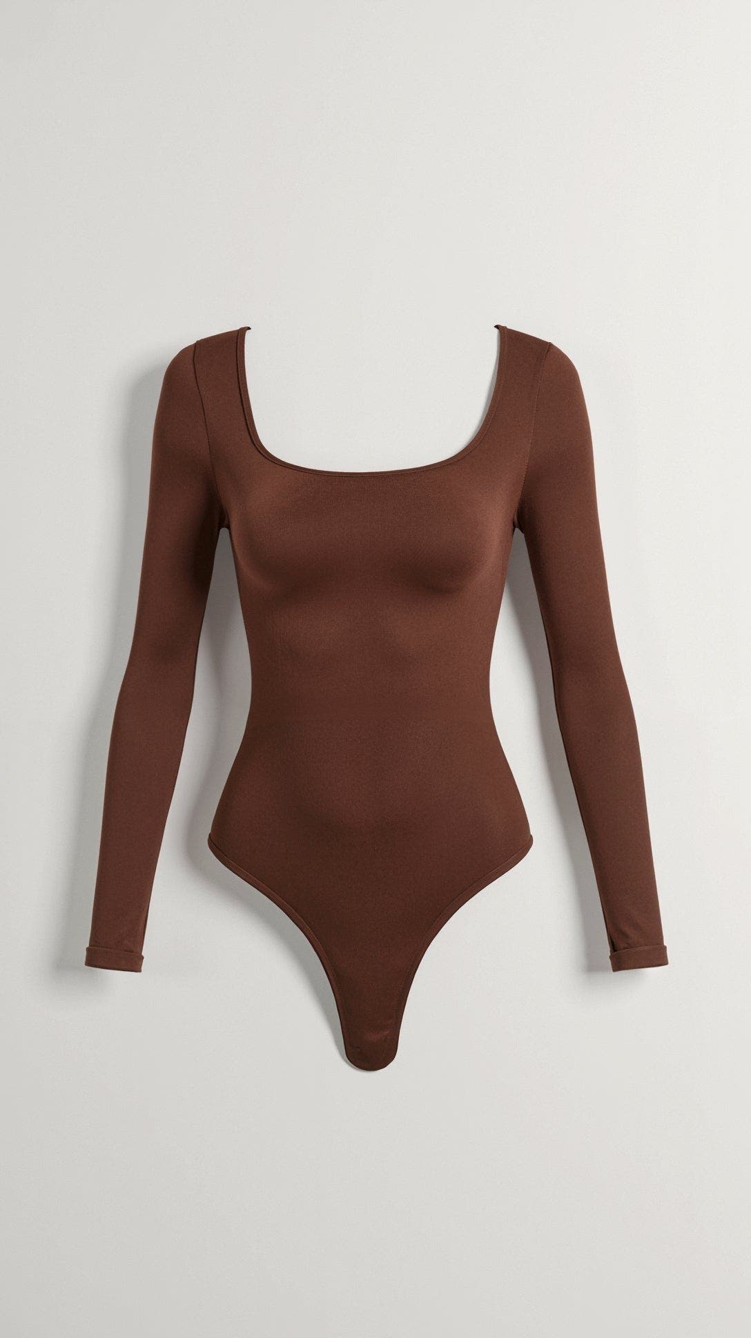 Body mit Quadratausschnitt, langen Ärmeln und Tanga-Rücken für Damen