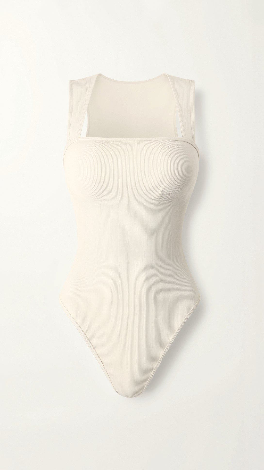 Body mit Rippstruktur und Quadratausschnitt für Damen