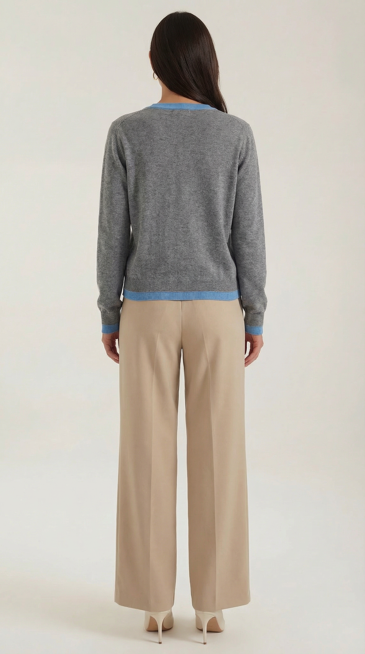 Strickjacke mit Kontrastbesatz und Knopfleiste für Damen