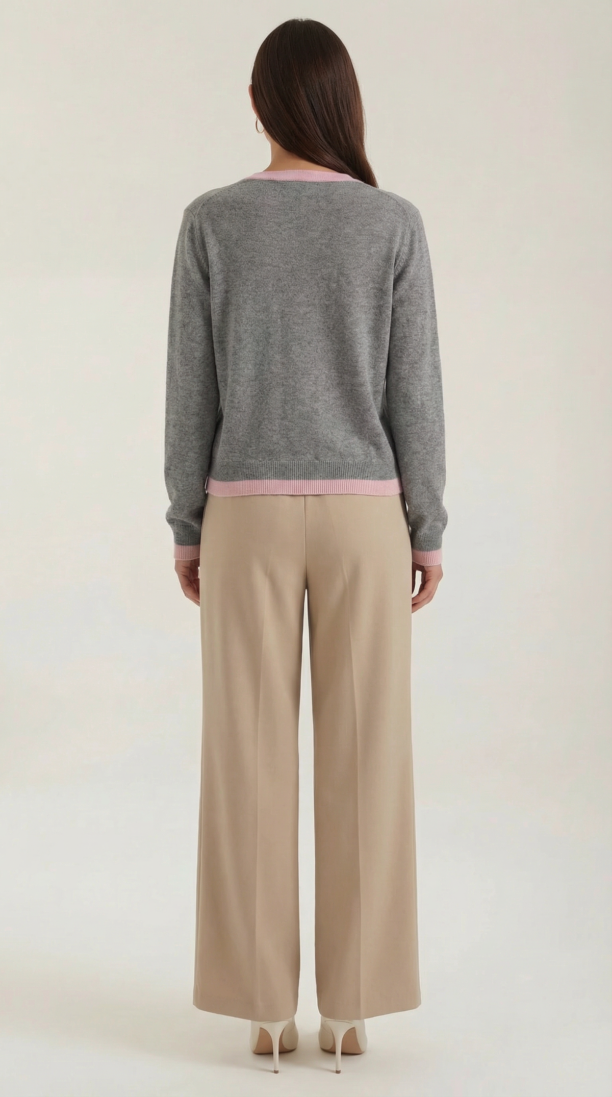 Strickjacke mit Kontrastbesatz und Knopfleiste für Damen