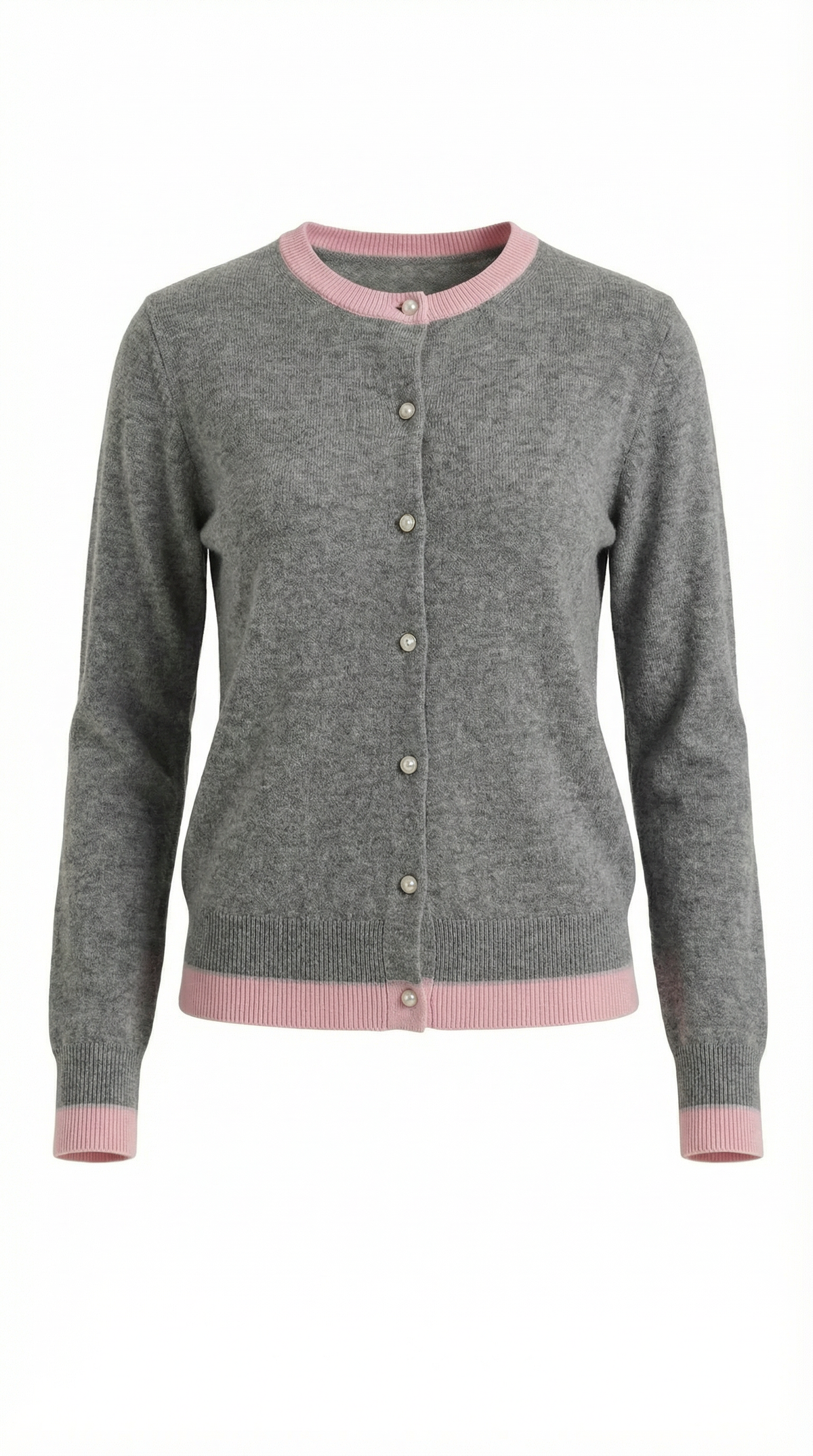 Strickjacke mit Kontrastbesatz und Knopfleiste für Damen