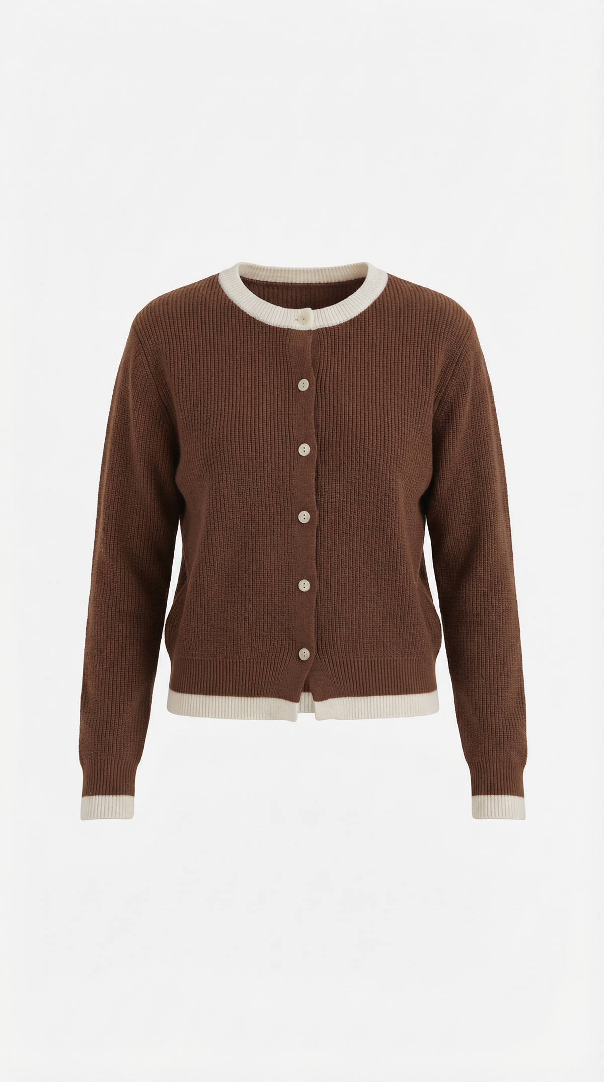 Strickjacke mit Kontrastbesatz und Knopfleiste für Damen