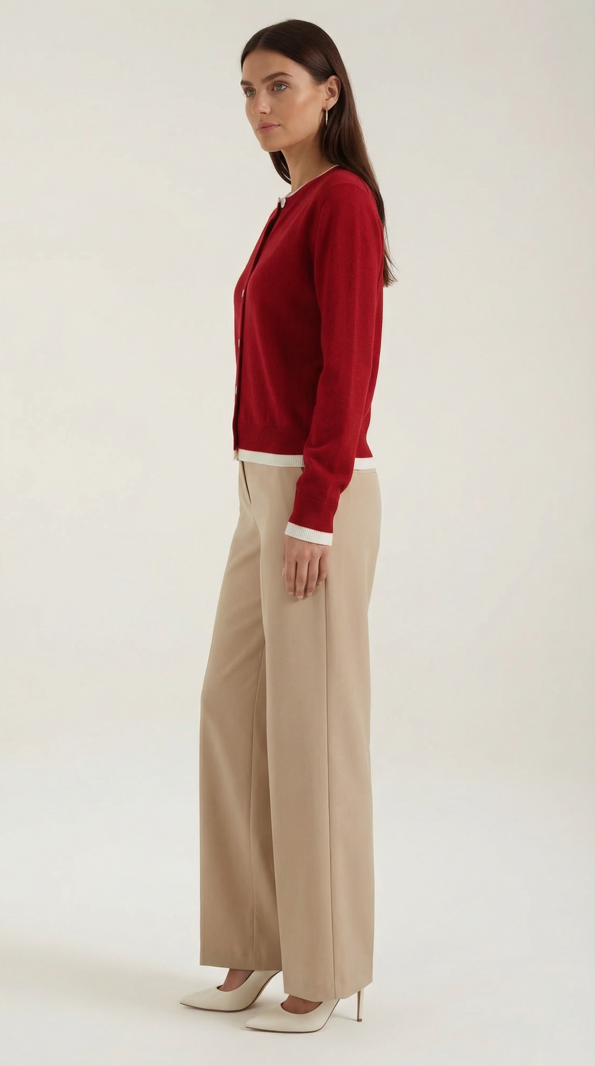 Strickjacke mit Kontrastbesatz und Knopfleiste für Damen