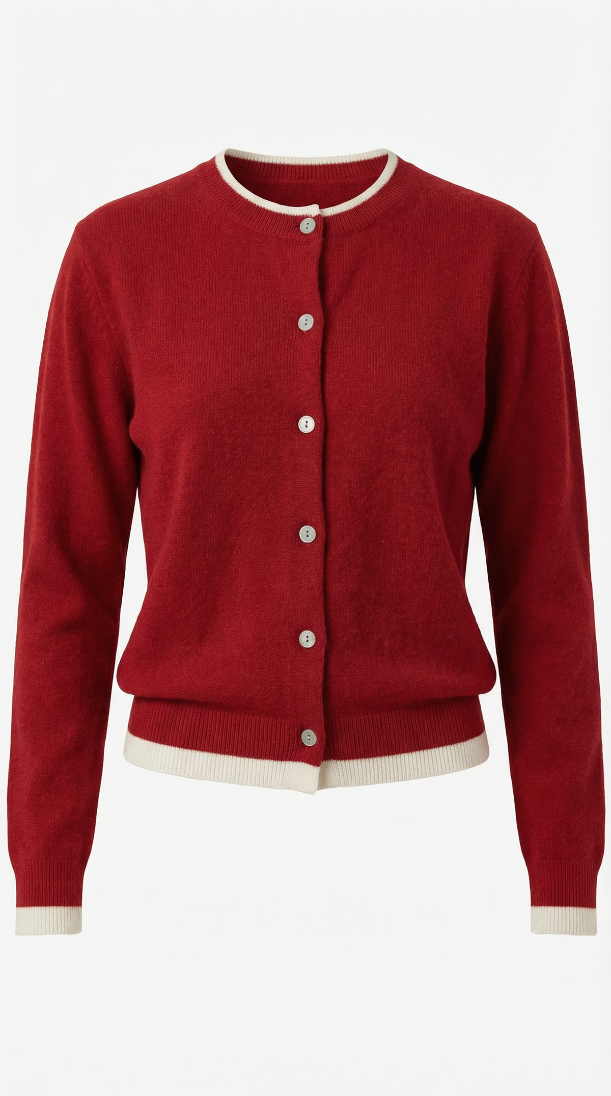 Strickjacke mit Kontrastbesatz und Knopfleiste für Damen