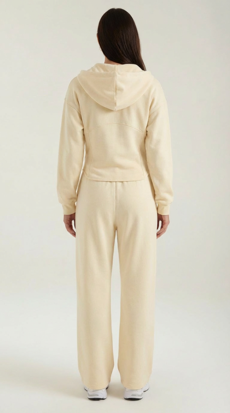 Zweiteiler mit Zip-Hoodie und weiter Hose für Damen