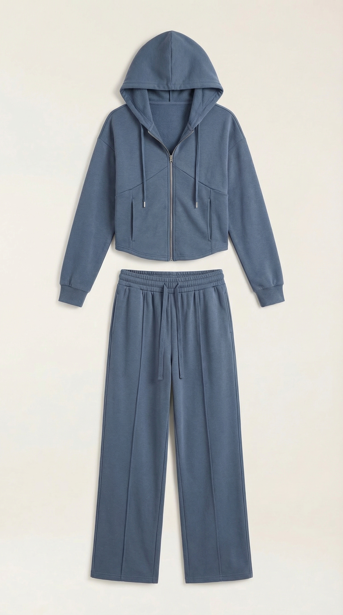 Zweiteiler mit Zip-Hoodie und weiter Hose für Damen